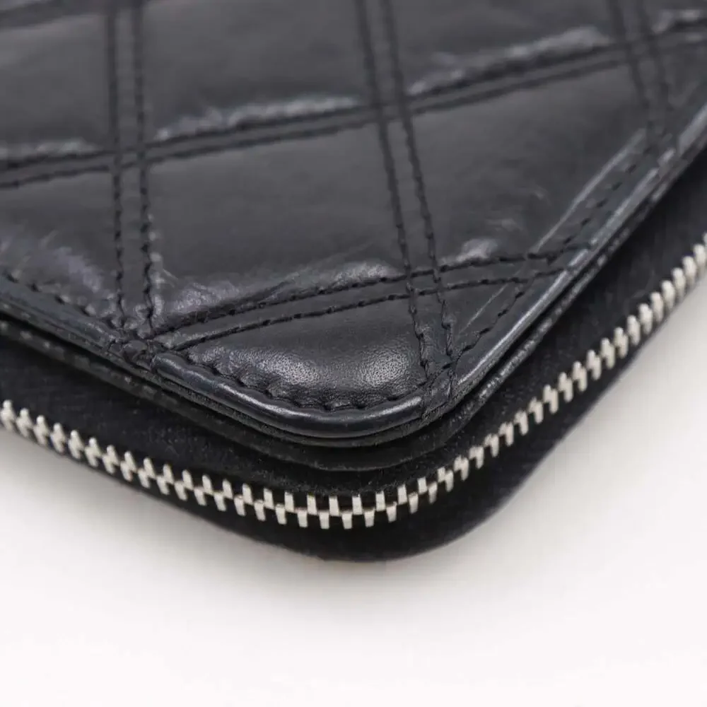 CHANEL Black Lambskin Leather Wallet